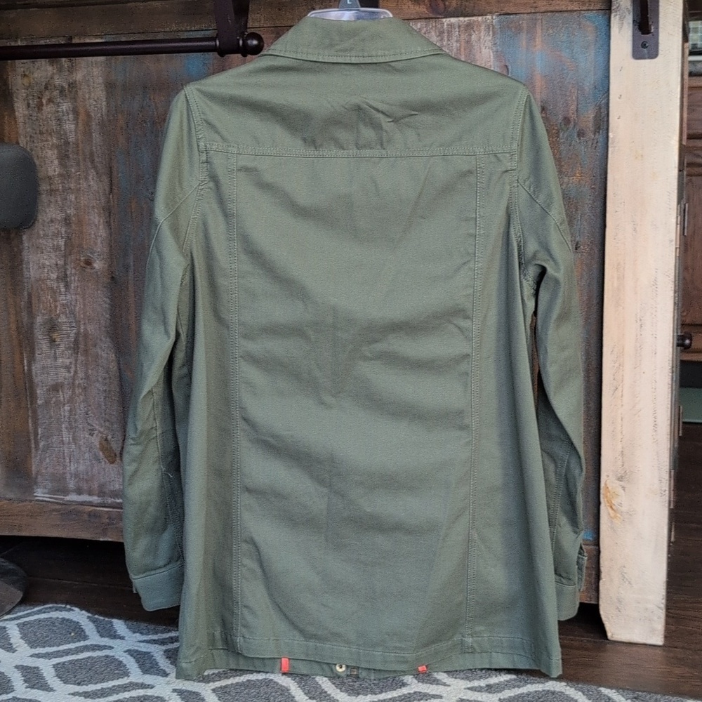 Madden NYC Twill Military Utility Jacket Olive Green Camo Sequins - Women's M - Picture 5 of 8